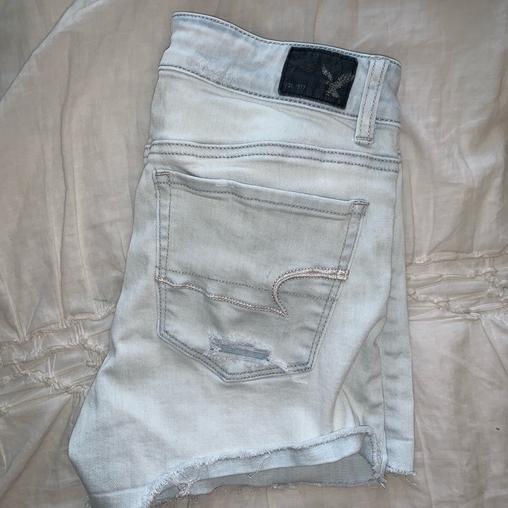 Acid wash denim shorts